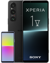 Xperia 1 V mit Xperia 10 IV Schwarz Frontansicht 1