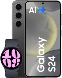 Galaxy S24 mit Galaxy Watch6 40mm Onyx Black Frontansicht 1