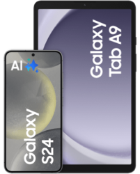 Galaxy S24 mit Tablet Onyx Black Frontansicht 1