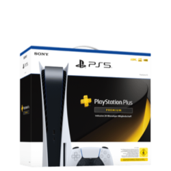 PS5 Disc Edition mit 2 Jahren PS-Plus-Premium Weiß Frontansicht 1