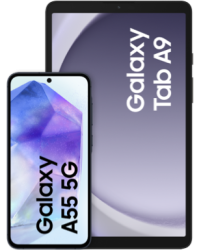 Galaxy A55 5G mit Galaxy Tab A9 Awesome Navy Frontansicht 1