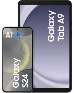 Galaxy S24 mit Tablet Onyx Black Frontansicht 1